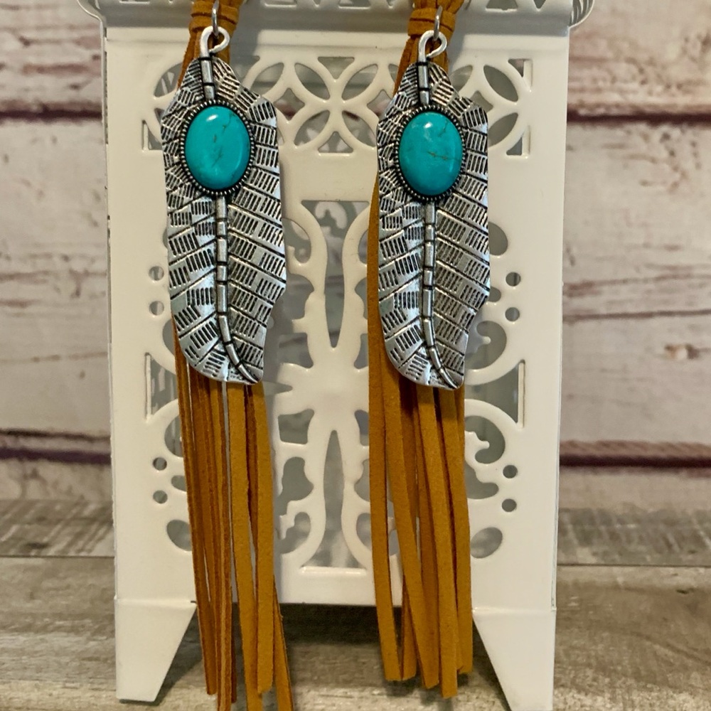Natural turquoise gemstone earrings